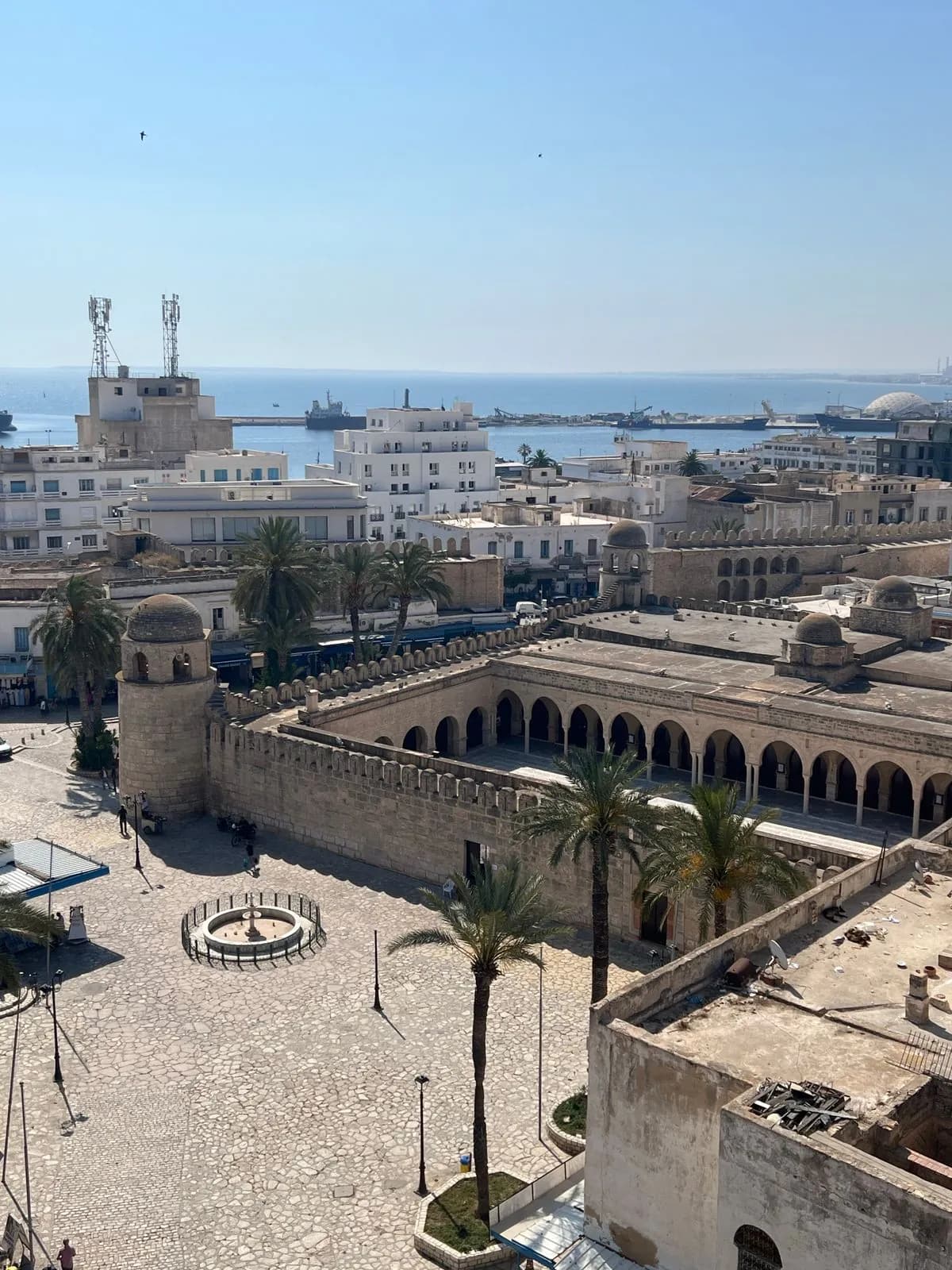 The ribat of Sousse seen from above, with the medina and the port